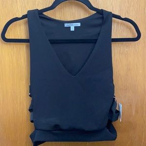 Cute Black Crop Top Criss Cross Stretch Sides NWT